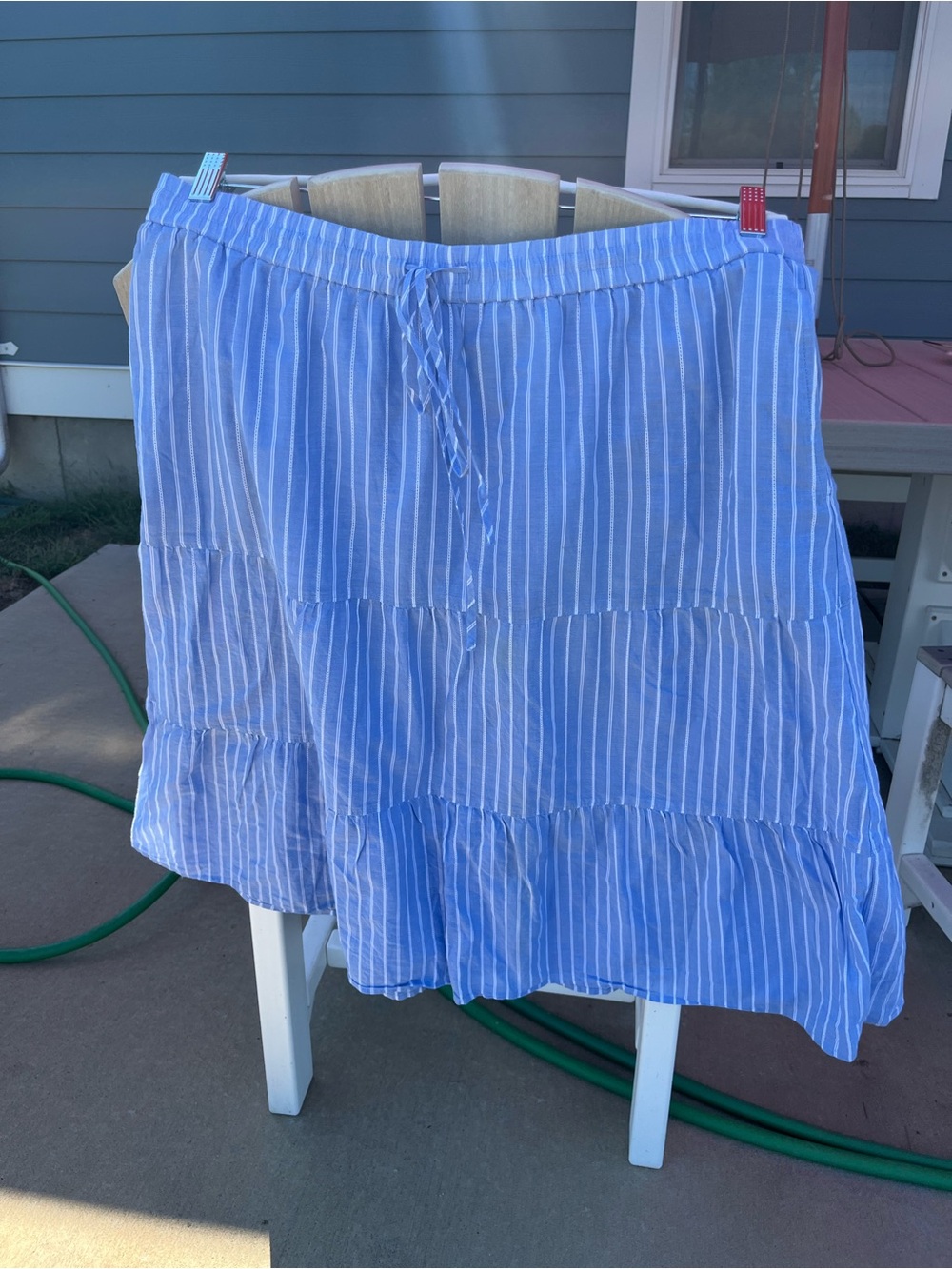 Talbots Blue & White Striped Tiered Summer Skirt